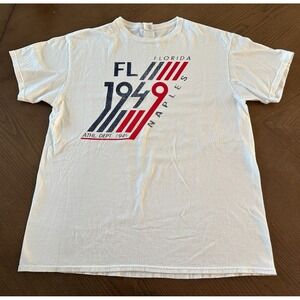 Vintage Naples Florida Athletic Dept 49 Delta 90s White T‎ Shirt L Golf Tennis